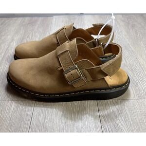 Dr Martens Jorge II Bronx Suede Sling Back‎ Mule Men's 12 Beige Tan Leather New